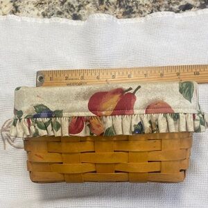 Rare Hostess gift- Longaberger Basket with Red, Yellow & Green Ruffled Liner